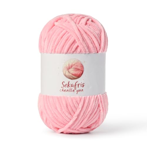 Pinkes, grobes Chenille-Garn zum Häkeln, sperrige Samtgarne zum Häkeln, Babygarn zum Häkeln, weiche Decke, 130 m/100 g, flauschiges Amigurumi-Häkelgarn Pinkes, grobes Chenille-Garn zum Häkeln, sperrige Samtgarne zum Häkeln, Babygarn zum Häkeln, weiche Decke, 130 m/100 g, flauschiges Amigurumi-Häkelgarn von Sekafris