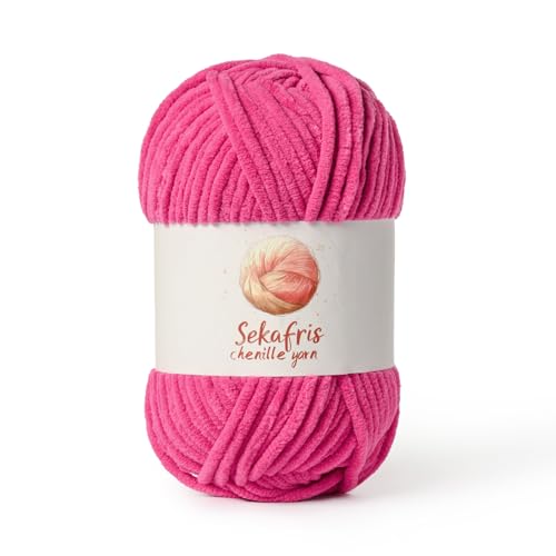 Rose Chunky Chenille-Garn zum Häkeln, sperrige Samtgarne zum Häkeln, Babygarn zum Häkeln, weiche Decke, 130 m/100 g, flauschiges Amigurumi-Häkelgarn Rose Chunky Chenille-Garn zum Häkeln, sperrige Samtgarne zum Häkeln, Babygarn zum Häkeln, weiche Decke, 130 m/100 g, flauschiges Amigurumi-Häkelgarn von Sekafris