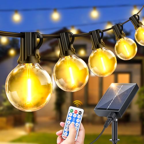 Solar LED Lichterkette Außen 15m - Outdoor Lichterketten 50FT mit Aussen Wetterfest 25+1 G40 Glühbirne Warmweiß Solarlichterkette für Balkon Garten Pavillon Terrasse Vorzelt Solar LED Lichterkette Außen 15m - Outdoor Lichterketten 50FT mit Aussen Wetterfest 25+1 G40 Glühbirne Warmweiß Solarlichterkette für Balkon Garten Pavillon Terrasse Vorzelt von Seklin