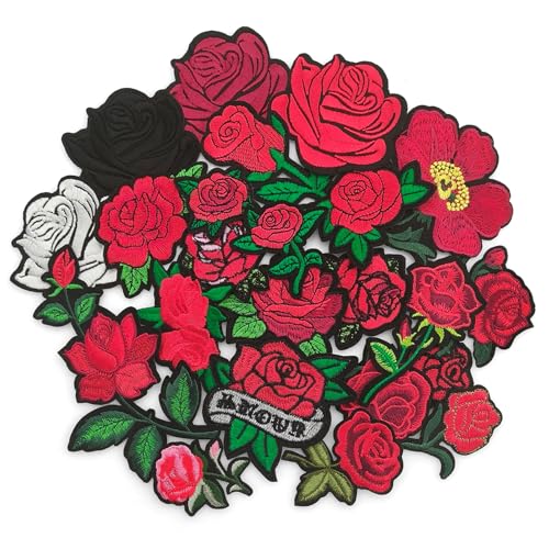 Sekonow Aufnäher zum Aufbügeln, Blumen-Stickerei, zum Aufbügeln oder Aufnähen, Reparaturapplikationen für Kleidung, Jeans, Hüte, Rucksäcke, Jacken, 24 Stück Sekonow Aufnäher zum Aufbügeln, Blumen-Stickerei, zum Aufbügeln oder Aufnähen, Reparaturapplikationen für Kleidung, Jeans, Hüte, Rucksäcke, Jacken, 24 Stück von Sekonow