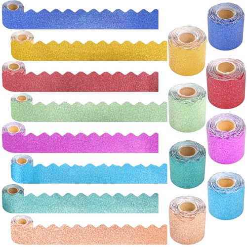 Glitzer-Pinnwand-Bordüren-Set, bunte Pinnwand-Dekorationen für Büro, Schule, Klassenzimmer, Lehrer und Zuhause, DIY, Klassenzimmer, Pinnwand, Poster und Geburtstagsfeiern, 8 Rollen Glitzer-Pinnwand-Bordüren-Set, bunte Pinnwand-Dekorationen für Büro, Schule, Klassenzimmer, Lehrer und Zuhause, DIY, Klassenzimmer, Pinnwand, Poster und Geburtstagsfeiern, 8 Rollen von Sel Natural