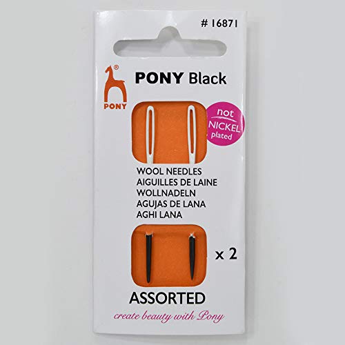 Pony Nähnadeln aus Wolle, Schwarz mit weißem Auge: Größe 16 Pony Nähnadeln aus Wolle, Schwarz mit weißem Auge: Größe 16 von Selanusa