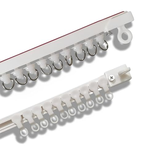 Selbstklebende Vorhangschiene, Gardinenschiene 1 Läufig, Set Deckenschiene Gardinenschiene Ohne Bohren, für Vorhangschiene Etagenbett Erkerfenst (Seitliche(Lochung), 420cm) von Selbstklebende Vorhangschiene