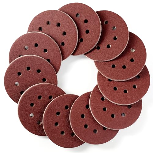 Selead 110 Stück Schleifpapier 125mm Klett Profi 8-Loch Schleifscheiben Körnungen P120 Schleifpapier Rund für Exzenterschleifer von Selead