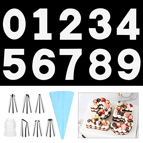 SelfTek 14 Zoll 0–9 Zahlen-Kuchenformen, DIY Backen Kuchen Schablonen Vorlagen, mit 6 Icing Tipps Glatter und Gebäckbeutel, für Hochzeit und Geburtstag SelfTek 14 Zoll 0–9 Zahlen-Kuchenformen, DIY Backen Kuchen Schablonen Vorlagen, mit 6 Icing Tipps Glatter und Gebäckbeutel, für Hochzeit und Geburtstag von SelfTek