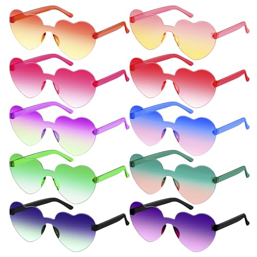 SelfTek 10 Stück Farbverlauf Herz Sonnenbrille, Magische Farben Party Herz Brille, Hippie Brille, Lustige Partybrillen für Fasching Foto Requisiten Geburtstagsfeier für Kinder und Erwachsene SelfTek 10 Stück Farbverlauf Herz Sonnenbrille, Magische Farben Party Herz Brille, Hippie Brille, Lustige Partybrillen für Fasching Foto Requisiten Geburtstagsfeier für Kinder und Erwachsene von SelfTek