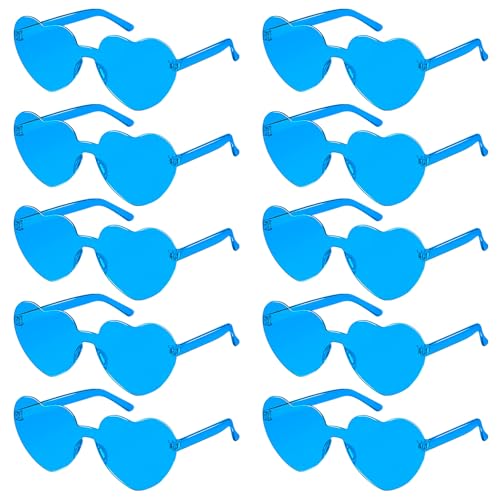 SelfTek 10 Stück blaue Herzbrillen, randlose Herz-Sonnenbrille, Liebesform, transparent, farbige Partybrillen, Multipack, modische Funky-Brillen für Damen, Herren, Kinder SelfTek 10 Stück blaue Herzbrillen, randlose Herz-Sonnenbrille, Liebesform, transparent, farbige Partybrillen, Multipack, modische Funky-Brillen für Damen, Herren, Kinder von SelfTek
