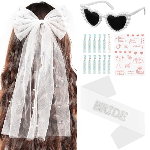 SelfTek 16 Stück JGA Accessoires Frauen, Bride to Be Schärpe Jga Schleier Braut Perle Sonnenbrille Herz und Team Bride Armbänder für Junggesellenabschied Geburtstagsparty und Hochzeitsfotografie SelfTek 16 Stück JGA Accessoires Frauen, Bride to Be Schärpe Jga Schleier Braut Perle Sonnenbrille Herz und Team Bride Armbänder für Junggesellenabschied Geburtstagsparty und Hochzeitsfotografie von SelfTek