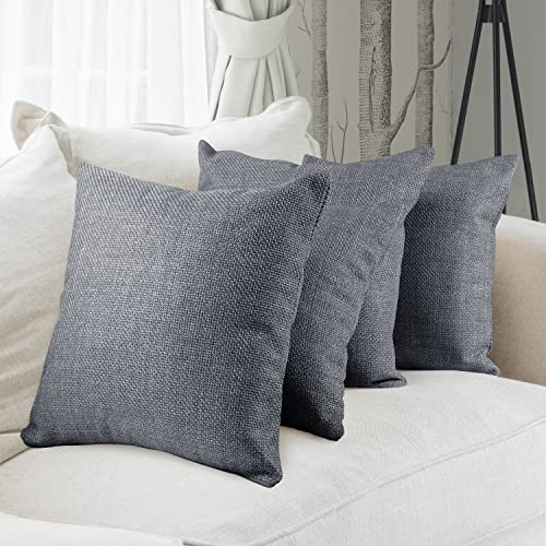 Monsera Kissen 40x40 4er Set, Sofakissen mit Füllung und Bezug, weiche Couchkissen, Dekokissen, edler Polsterstoff, leicht glänzend und strukturiert, Luxus Sofakissen inkl. Kissenfüllung (Dunkelgrau) Monsera Kissen 40x40 4er Set, Sofakissen mit Füllung und Bezug, weiche Couchkissen, Dekokissen, edler Polsterstoff, leicht glänzend und strukturiert, Luxus Sofakissen inkl. Kissenfüllung (Dunkelgrau) von Selfitex
