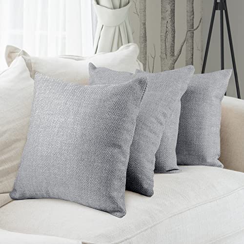 Monsera Kissen 40x40 4er Set, Sofakissen mit Füllung und Bezug, weiche Couchkissen, Dekokissen, edler Polsterstoff, leicht glänzend und strukturiert, Luxus Sofakissen inkl. Kissenfüllung (Hellgrau) Monsera Kissen 40x40 4er Set, Sofakissen mit Füllung und Bezug, weiche Couchkissen, Dekokissen, edler Polsterstoff, leicht glänzend und strukturiert, Luxus Sofakissen inkl. Kissenfüllung (Hellgrau) von Selfitex