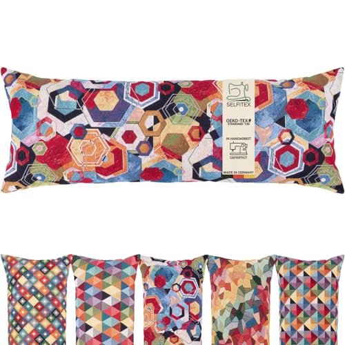 Selfitex Twin-Doppel-Sofakissen extra lang mit Füllung und Bezug, farbenfrohes Couchkissen, Qualität Mediterraner Gobelin-Polster-Webstoff inkl. Kissenfüllung, Dekokissen Größe 35x90 Design: Ibiza von Selfitex