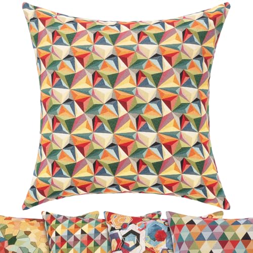 Selfitex buntes Sofakissen mit Füllung und Bezug 60x60, Luxus Sofakissen, farbenfrohes Couchkissen, robuster Webstoff, Dekokissen mit strahlend satten Farben, moderner Look (Havana) von Selfitex