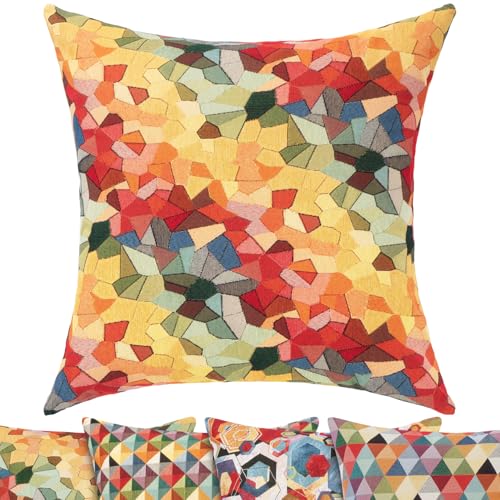 Selfitex buntes Sofakissen mit Füllung und Bezug 60x60, Luxus Sofakissen, farbenfrohes Couchkissen, robuster Webstoff, Dekokissen mit strahlend satten Farben, moderner Look (Palma) von Selfitex