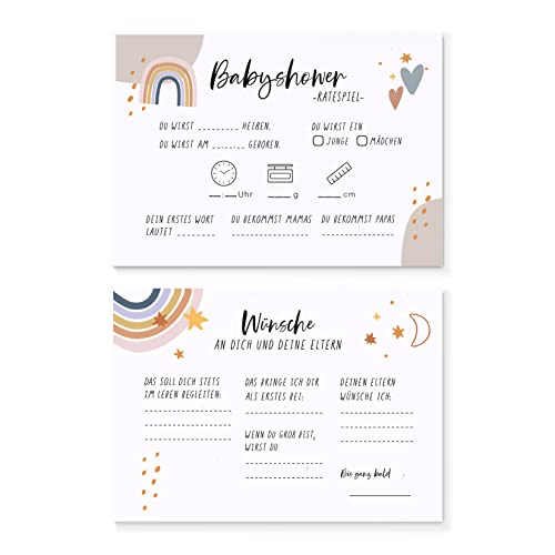 Sellerrocket 25x Babyshower Ratespiel Karten zum Ausfüllen – Tippkarten Jungen und Mädchen – Tolles Spiel für die Babyparty und Gender Reveal Feier – 25 Karten quer Sellerrocket 25x Babyshower Ratespiel Karten zum Ausfüllen – Tippkarten Jungen und Mädchen – Tolles Spiel für die Babyparty und Gender Reveal Feier – 25 Karten quer von SellerRocket