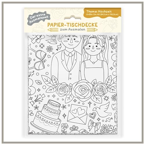 Ausmaltischdecke für Kinder – Tischdecke mit Thema Hochzeit zum ausmalen – Ausmaldecke für den Kindertisch – Tolle Beschäftigung für den Kindertisch an der Traumhochzeit – A0 (84,1 × 118,9 cm) von SellerRocket