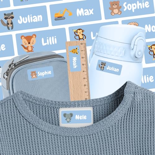 Namensschilder für Kleidung, Schulbedarf & Mehr (125 Aufkleber) – Spülmaschinenfeste Namensetiketten zum Kleben – Personalisierte Sticker mit Motiv – Selbstklebend & flexibel: Waschfest – 30 x 13 mm von SellerRocket