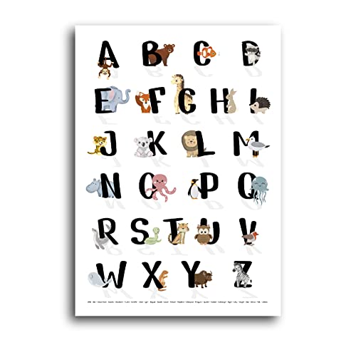 SellerRocket ABC Poster für Kinder – Das gesamte Alphabet in Buchstaben (Großbuchstaben) als praktisches Lernposter – Buchstabenplakat zum Lernen für die Grundschule – DIN A2 (42 × 59,4 cm) von SellerRocket