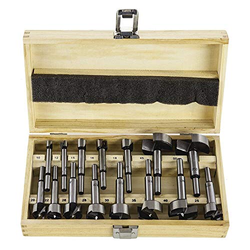 Forstnerbohrer Set 15-tlg. (10–50 mm) – Holzbohrer mit Zentrierspitze – Präzisionsbohrer für Weich- & Hartholz – Forstner Bohrer im Holzkasten – Bohrerset für Akkuschrauber & Bohrmaschine SN0323 von Sellnet