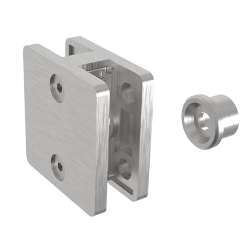 Sellon24® Glashalter Vorderseite Punkthalter AISI 316 flach eckig Klemme Edelstahl V4A AISI 316 quadrat (A14/2100-700/12,76 mm) von Sellon24