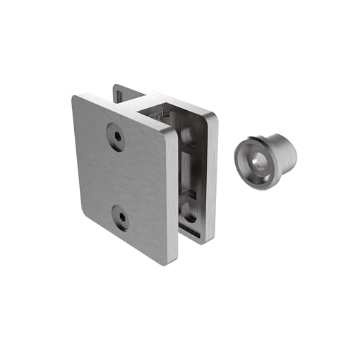 Sellon24® Glashalter Vorderseite Punkthalter AISI 316 rund 42,4 eckig Klemme Edelstahl V4A AISI 316 quadrat (A14/2100-742/8,76 mm) von Sellon24