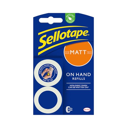 Sellotape On-Hand Nachfüllungen, extra starkes Klebeband, unsichtbare matte Klebeband-Nachfüllungen für Kunst & Handwerk und freihändiges Verpacken, repositionierbares Klebeband für den Sellotape On-Hand Nachfüllungen, extra starkes Klebeband, unsichtbare matte Klebeband-Nachfüllungen für Kunst & Handwerk und freihändiges Verpacken, repositionierbares Klebeband für den von Sellotape