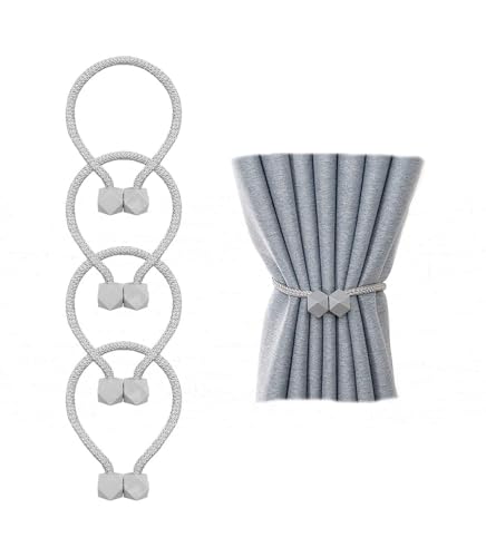 Vorhang Raffhalter,4 PCS Magnetische Vorhang Raffhalter Vorhang Vorhänge Vorhanghalter Seil Holdbacks Gardinenklammern mit Starken Magnet für Büro Hotel Fenster Vorhänge Dekoration von Semazz