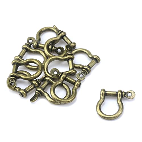 Semetall 10 Stück Metall D-Ringe 15 mm Hufeisen Form Schlüsselringe Schraube in Schäkel U-Form D-Ring für DIY Leder Bastelzubehör Bronze von Semetall