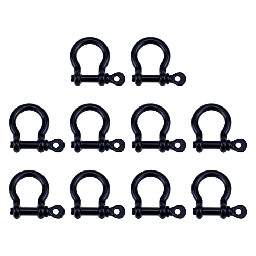 Semetall 10 Stück Metall D-Ringe 15 mm Hufeisen Form Schlüsselringe Schraube in Schäkel U-Form D-Ring für DIY Leder Bastelzubehör Schwarz von Semetall