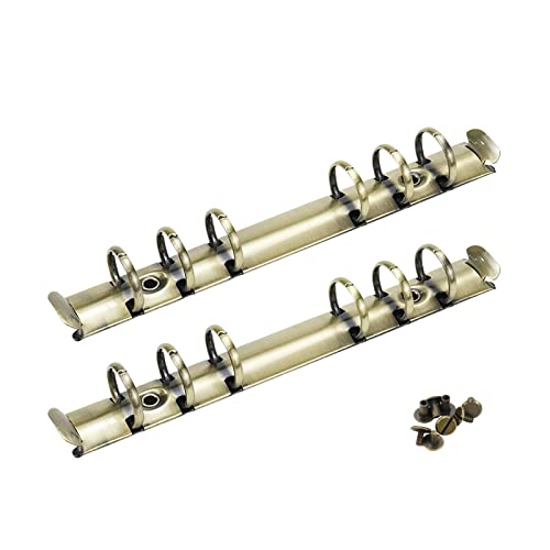 Semetall 2 x A6-Notizbuch, 6-Ringbuch-Mechanismus, lose Blätter, Binderücken, Kämme, Metallclip, Ringbuch-Ersatz-Set, Bronze von Semetall