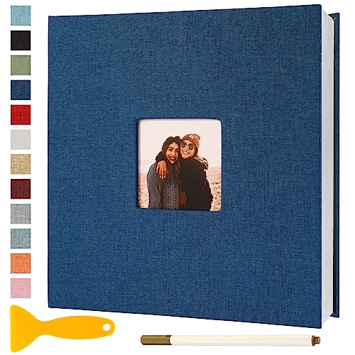 Fotoalbum Selbstklebend 28x27 Groß Fotoalbum Zum Einkleben Scrapbook Selbstgestalten Photo Album Fotobuch Baby Hochzeit Gästebuch Erinnerungsbuch Urlaub Briefmarkenalbum Geburtstag, 60 Seiten Blau von Semfalbuums