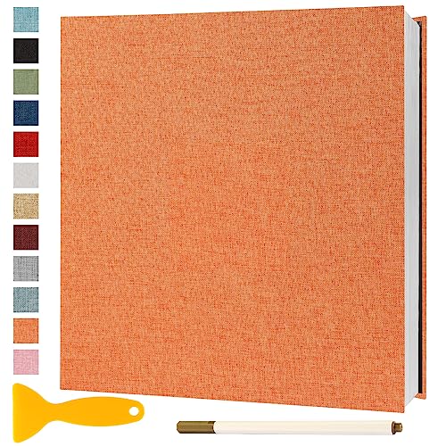 Fotoalbum Selbstklebend 28x27 Groß Fotoalbum Zum Einkleben Scrapbook Selbstgestalten Photo Album Fotobuch Hochzeit Gästebuch Baby Erinnerungsbuch Urlaub Briefmarkenalbum Geburtstag, 40 Seiten Orange von Semfalbuums