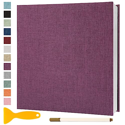 Fotoalbum Selbstklebend 28x27 Groß Fotoalbum Zum Einkleben Scrapbook Selbstgestalten Photo Album Fotobuch Hochzeit Gästebuch Baby Erinnerungsbuch Urlaub Briefmarkenalbum Geburtstag, 60 Seiten Lila von Semfalbuums