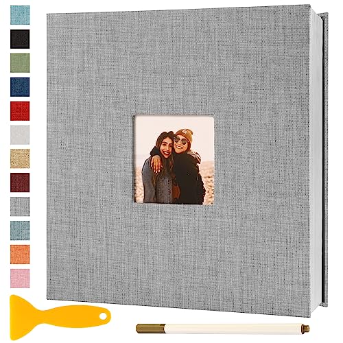 Fotoalbum Selbstklebend 33x32 Groß Fotoalbum Zum Einkleben Scrapbook Selbstgestalten Photo Album Fotobuch Baby Hochzeit Gästebuch Erinnerungsbuch Urlaub Briefmarkenalbum Geburtstag, 60 Seiten Grau von Semfalbuums