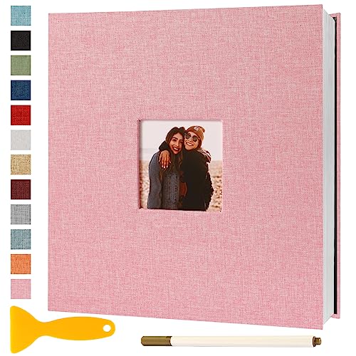 Fotoalbum Selbstklebend 33x32 Groß Fotoalbum Zum Einkleben Scrapbook Selbstgestalten Photo Album Fotobuch Baby Hochzeit Gästebuch Erinnerungsbuch Urlaub Briefmarkenalbum Geburtstag, 60 Seiten Rosa von Semfalbuums