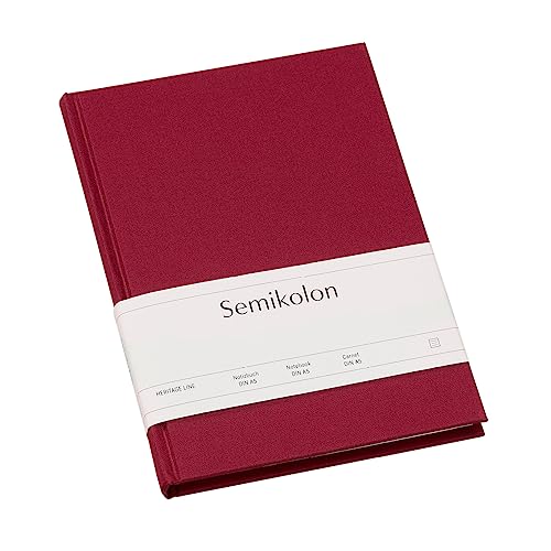 Semikolon 350906 - Notizbuch Classic A5 liniert - 176 Seiten, cremeweißes Papier – Lesezeichen – burgundy dunkel-rot von Semikolon