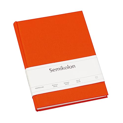 Semikolon 350915 - Notizbuch Classic A5 liniert - 176 Seiten, cremeweißes Papier – Lesezeichen – orange orange von Semikolon