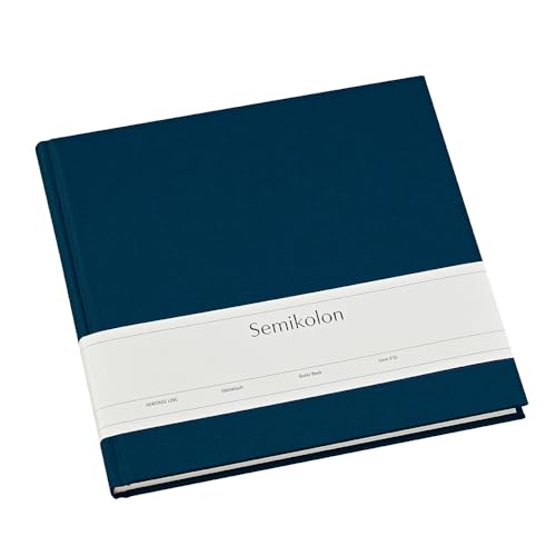 Semikolon 353519 Gästebuch – 25 x 23 cm – mit 180 blanko Seiten zum Selbstgestalten, Lesezeichen – marine dunkel-blau von Semikolon