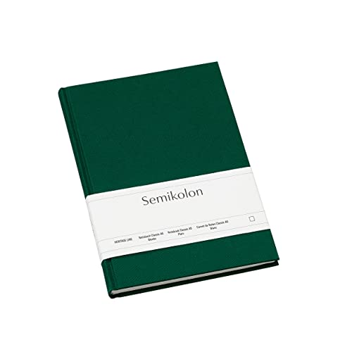 Semikolon 364086 - Notizbuch Classic A5 blanko - 176 Seiten, cremeweißes Papier – Lesezeichen – forest grün von Semikolon