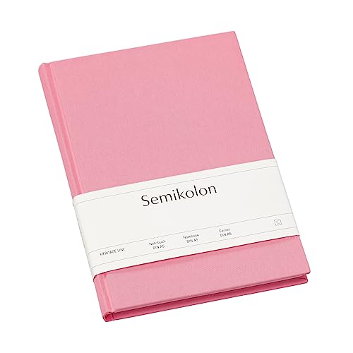 Semikolon 364088 - Notizbuch Classic A5 liniert - 176 Seiten, cremeweißes Papier – Lesezeichen – flamingo pink von Semikolon