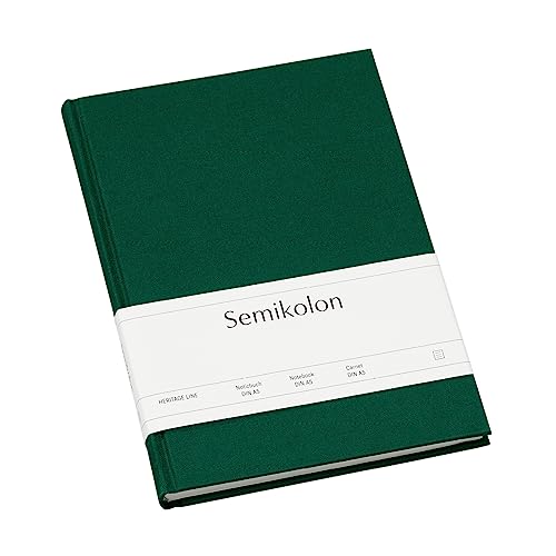 Semikolon 364090 - Notizbuch Classic A5 liniert - 176 Seiten, cremeweißes Papier – Lesezeichen – forest grün von Semikolon
