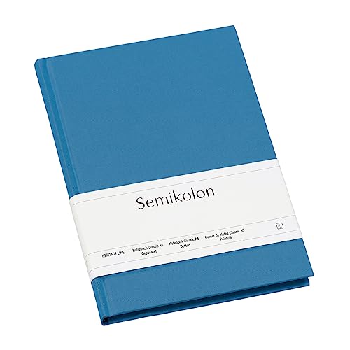 Semikolon 364092 - Notizbuch Classic A5 dotted - 176 Seiten, cremeweißes Papier – Lesezeichen – azzurro hell-blau von Semikolon