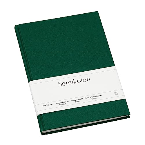 Semikolon 364093 - Notizbuch Classic A5 dotted - 176 Seiten, cremeweißes Papier – Lesezeichen – forest grün von Semikolon