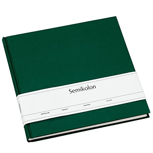 Semikolon 364094 Gästebuch – 25 x 23 cm – mit 180 blanko Seiten zum Selbstgestalten, Lesezeichen – forest grün von Semikolon