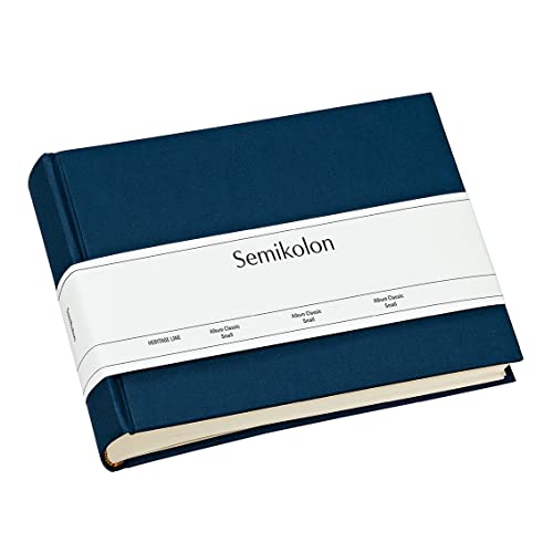 Semikolon 350978 Album Classic Small – 21,5 x 16 cm – 80 Seiten cremefarben, für 10 x 15 Fotos – marine dunkel-blau von Semikolon