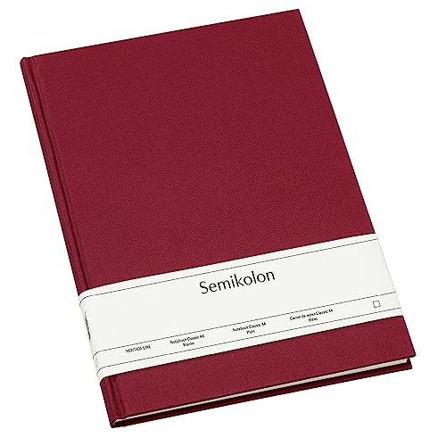 Semikolon 351234 - Notizbuch Classic A4 blanko - 176 Seiten, cremeweißes Papier – Lesezeichen – burgundy dunkel-rot von Semikolon