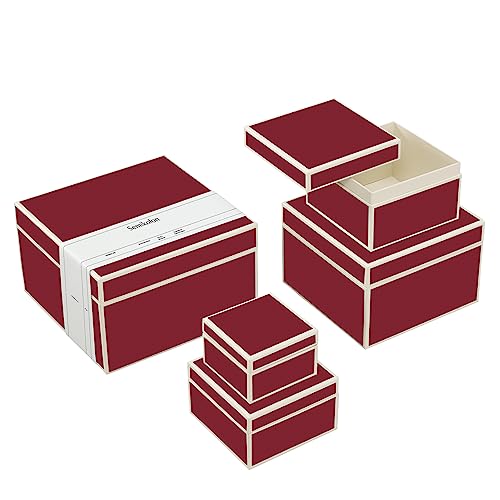 Semikolon 352068 5er Aufbewahrungsboxen – Set 5 tlg – diverse Größen – Geschenkboxen – burgundy dunkel-rot von Semikolon