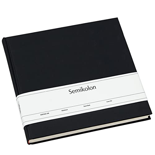 Semikolon 353529 Gästebuch – 25 x 23 cm – mit 180 blanko Seiten zum Selbstgestalten, Lesezeichen – black schwarz von Semikolon