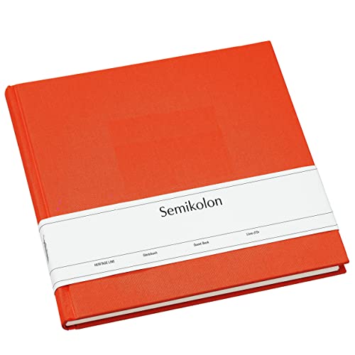 Semikolon 353541 Gästebuch – 25 x 23 cm – mit 180 blanko Seiten zum Selbstgestalten, Lesezeichen – orange orange von Semikolon