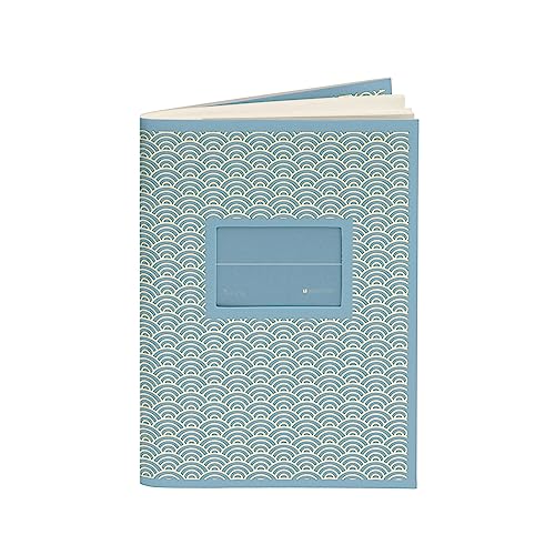 Semikolon 354813 – Ecole Heft blanko A6 – 96 Seiten, büttengeprägtes Papier, cremefarben – Seigaiha ciel hell-blau von Semikolon