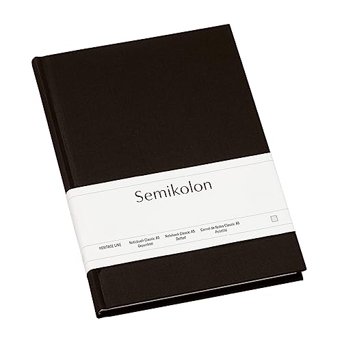 Semikolon 356168 - Notizbuch Classic A5 dotted - 176 Seiten, cremeweißes Papier – Lesezeichen – black schwarz von Semikolon